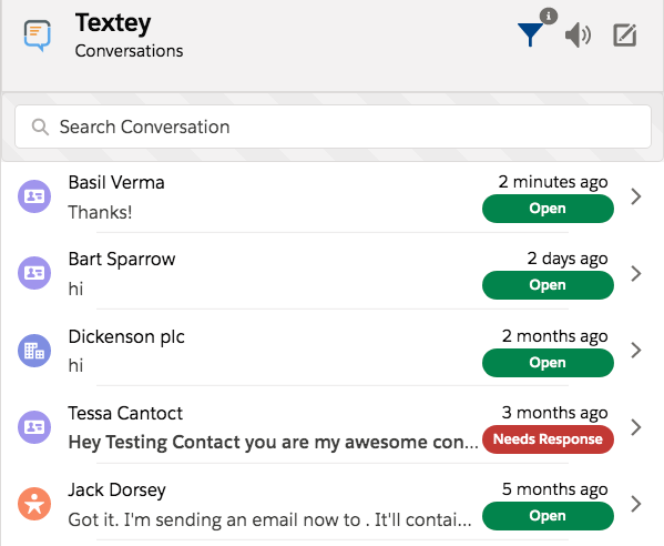 salesforce sms app conversation inbox